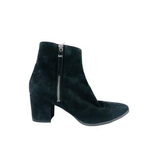 Michael Kors Womens Dawson Bootie Heeled Black Suede Leather Zip Boots 9.5